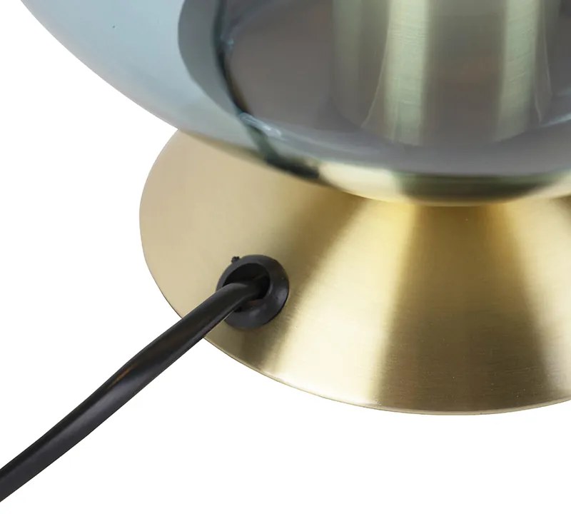 Candeeiro de mesa Art Déco em latão com vidro azul - Pallon