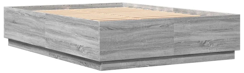 Estrutura de cama 140x200 cm derivados de madeira cinza sonoma