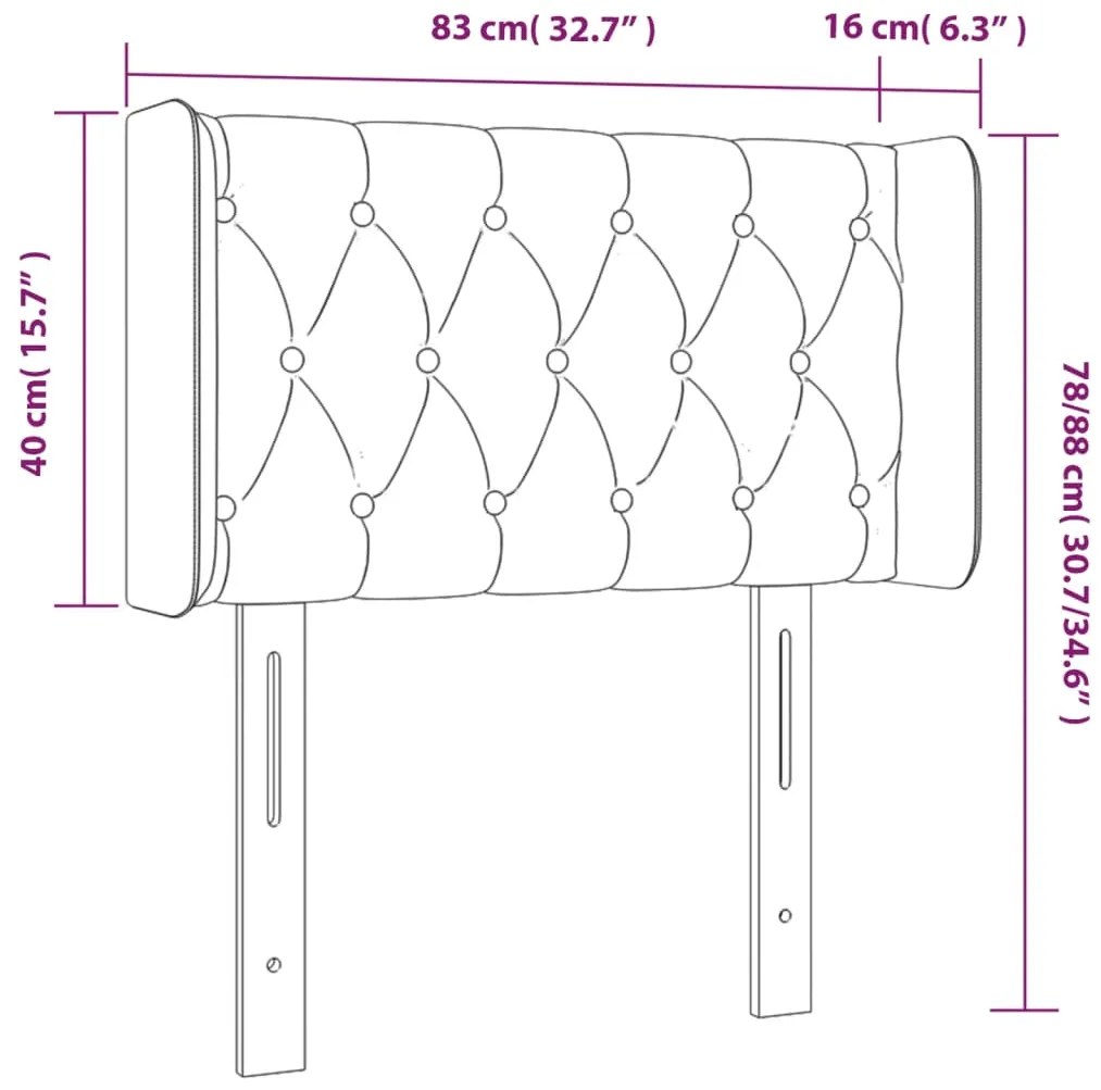 Cabeceira de cama c/ abas tecido 83x16x78/88 cm cinzento-escuro