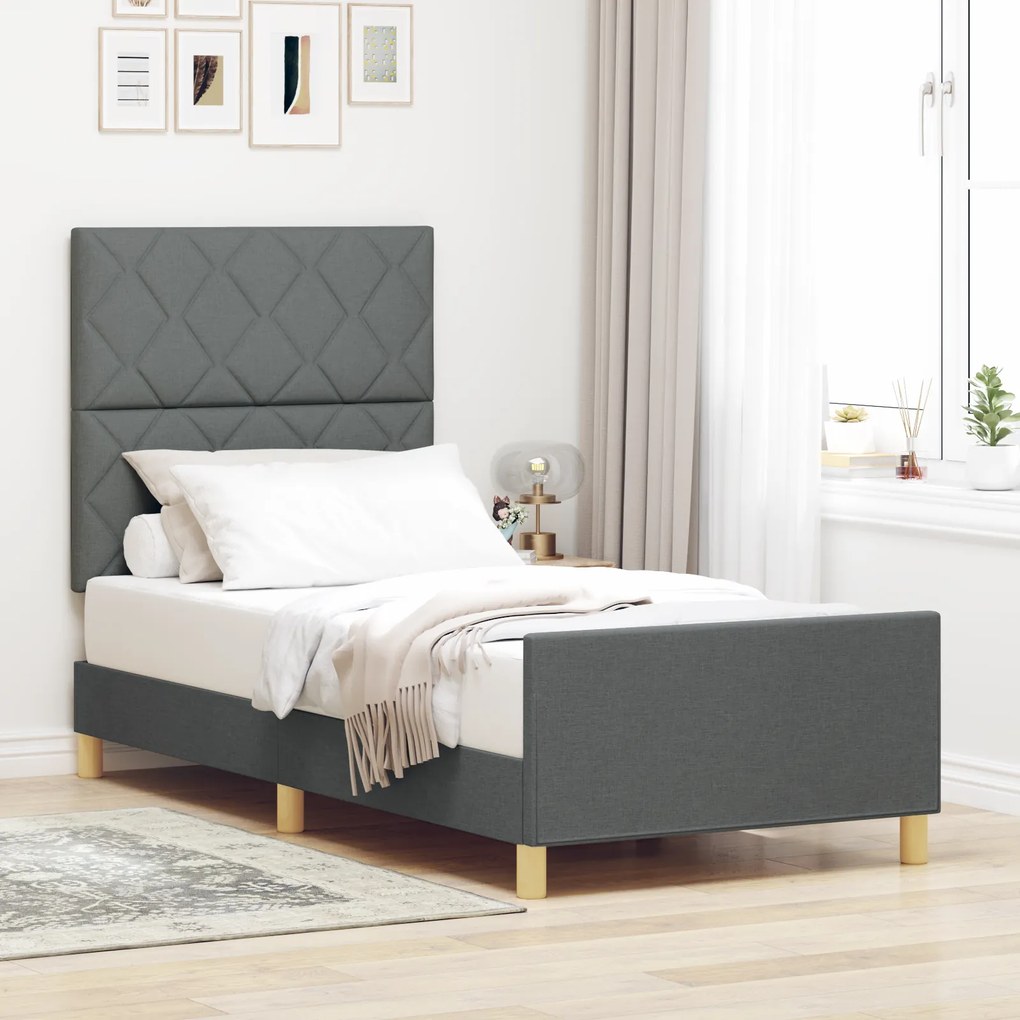 Cama vidaXL Cinza Escuro 90x200 cm em Tecido