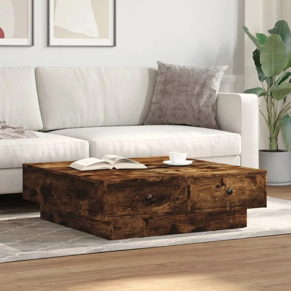 Mesa de centro 90x90x28 cm derivados de madeira carvalho fumado