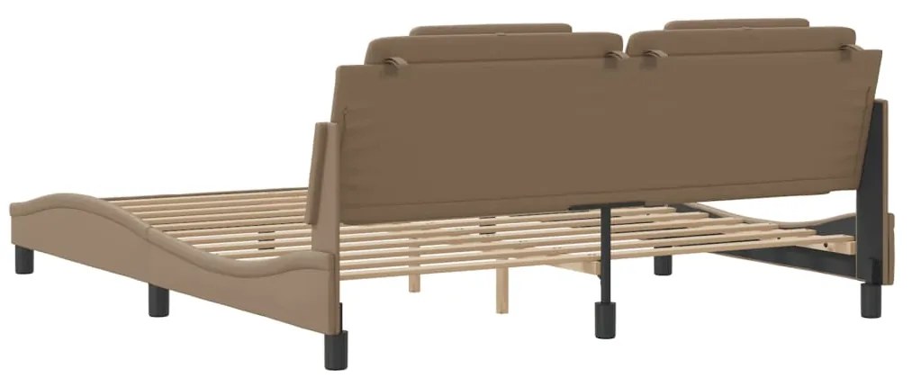 Estrutura cama cabeceira 180x200 cm couro artificial cappuccino