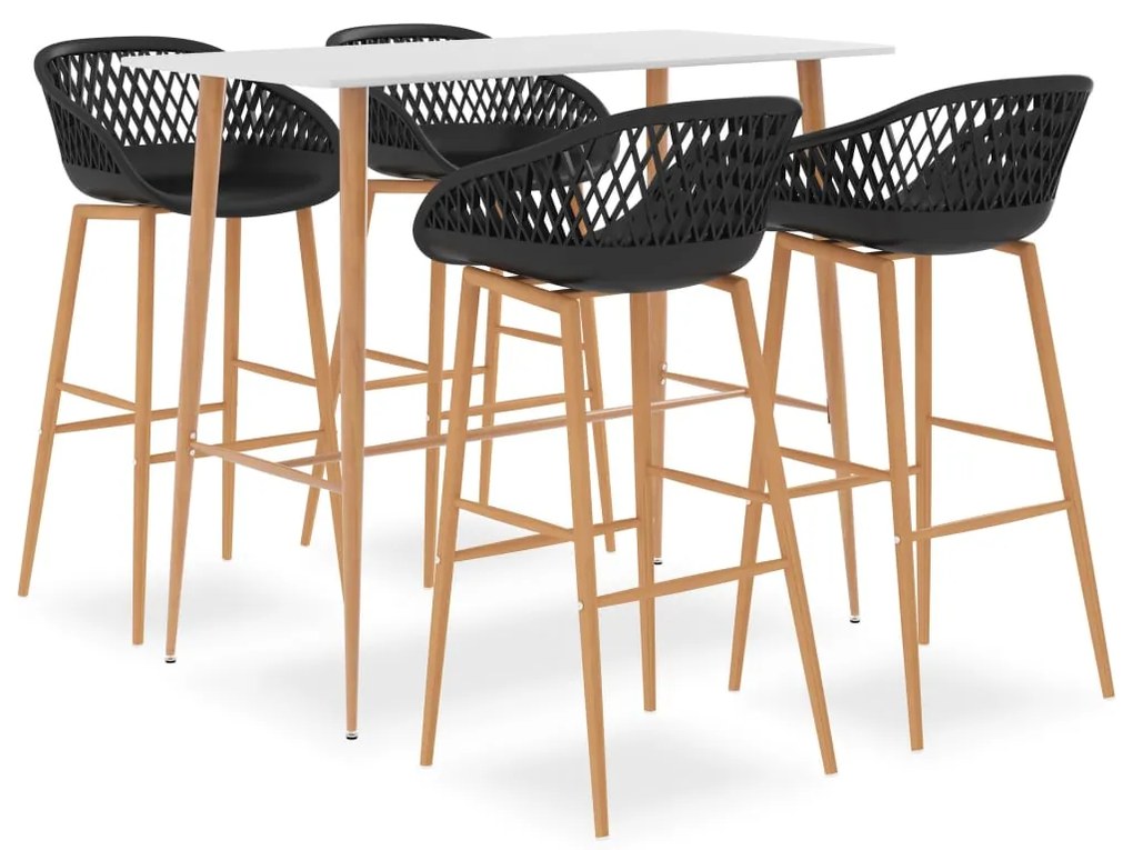 vidaXL 5 pcs conjunto de bar branco e preto