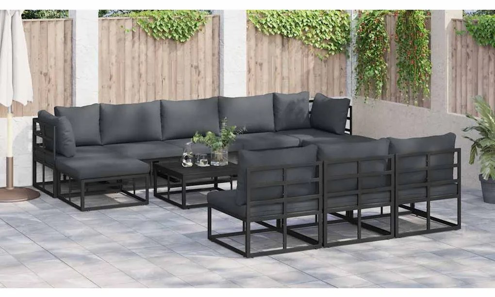 Conjunto de Sofá de Jardim 11 pcs Preto 70 x 70 x 32 cm