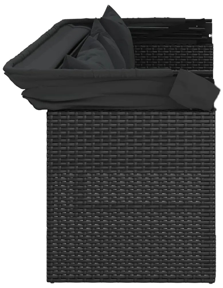 4 pcs conjunto de sofás para jardim c/ almofadões vime PE preto