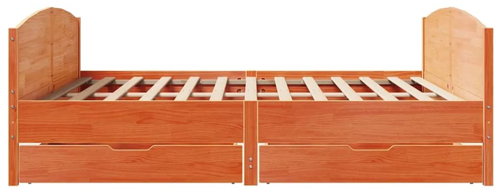 Cama sem colchão 160x200 cm madeira pinho maciço castanho-mel