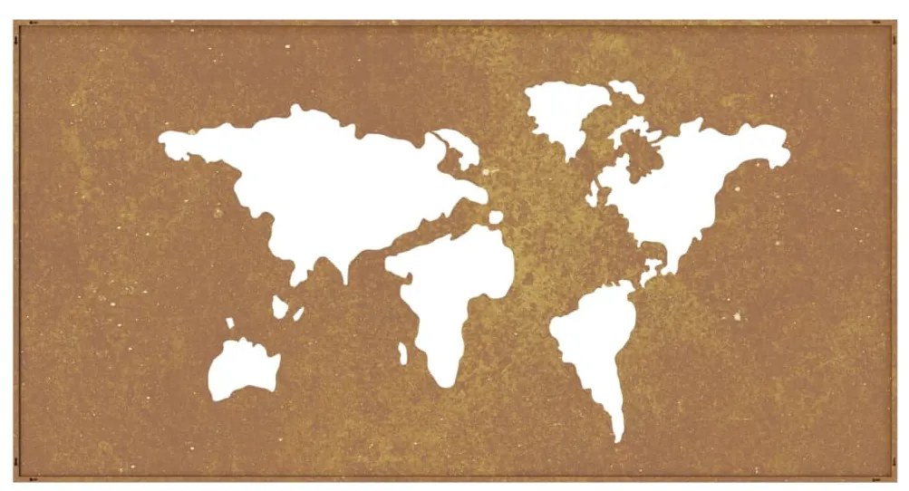 Decoração p/ muro jardim 105x55 cm aço corten design mapa-múndi