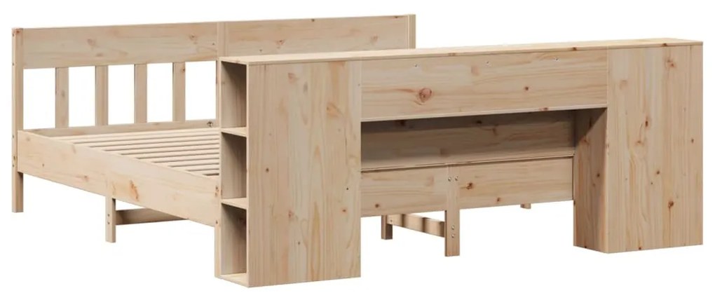 Cama com estante sem colchão 200x200 cm pinho maciço