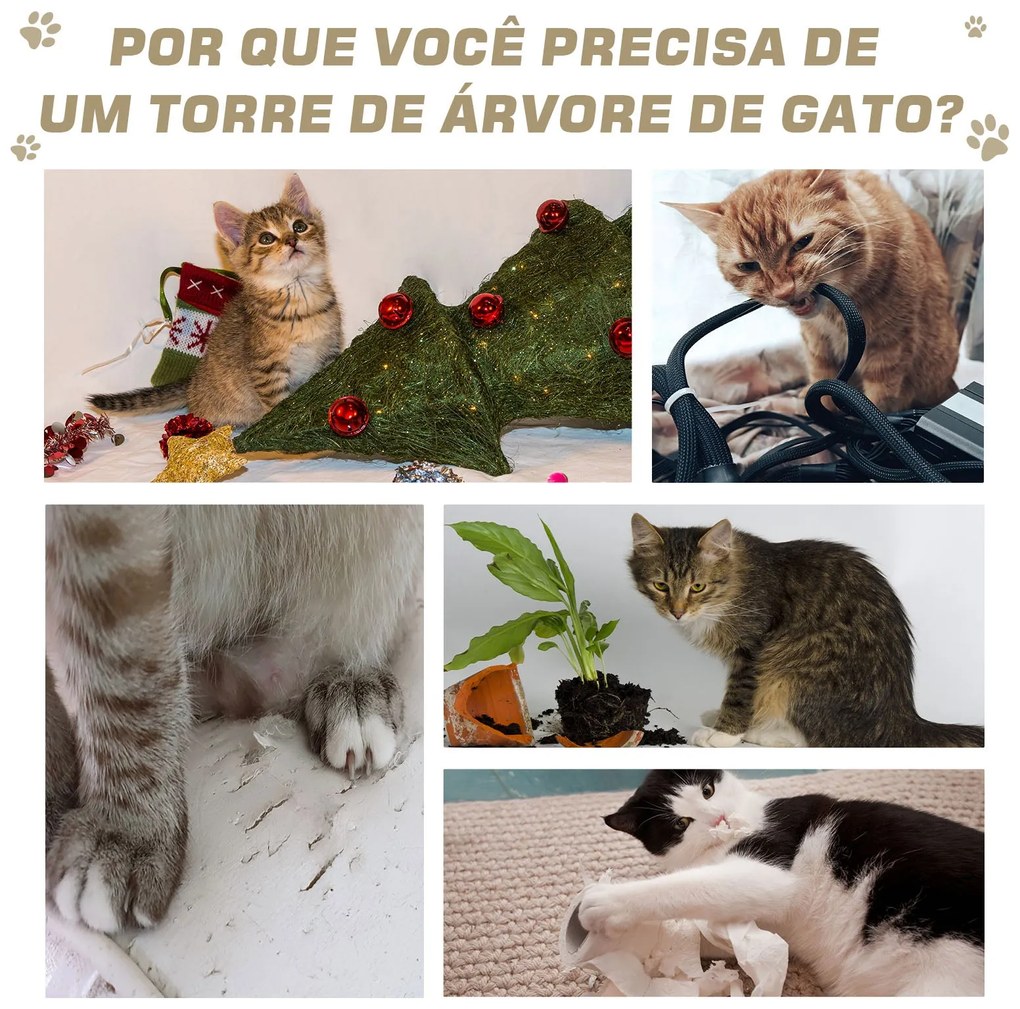 PawHut Arranhador em Forma de Cilindro para Gatos com 3 Níveis Platafo