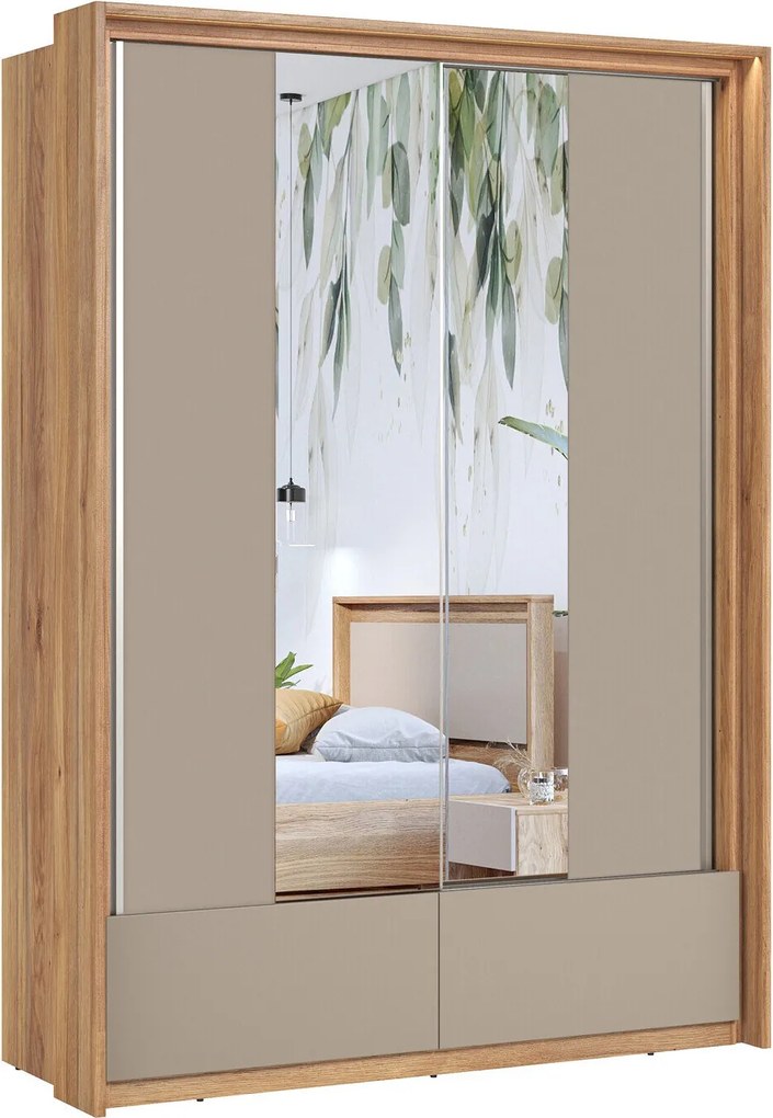 Roupeiro Vosalo 104, Carvalho, Congo, 219x159x63cm, 169 kg, Portas para roupeiro: Deslizante