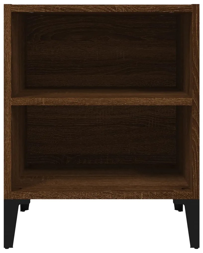 Mesa cabeceira pernas de metal 40x30x50cm cor carvalho castanho