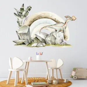 Autocolantes de parede - Dinossauro e Arco-íris