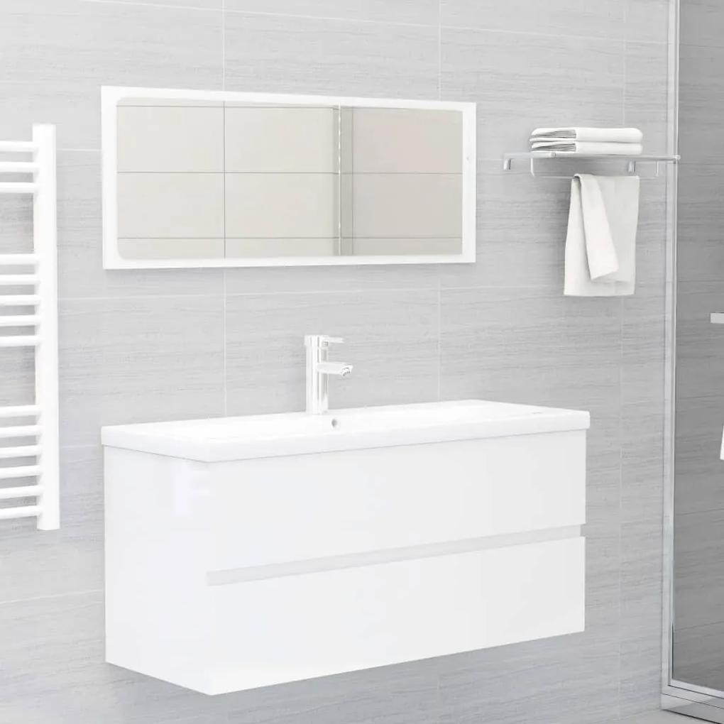 Armário lavatório 100x38,5x45 cm contraplacado branco brilhante