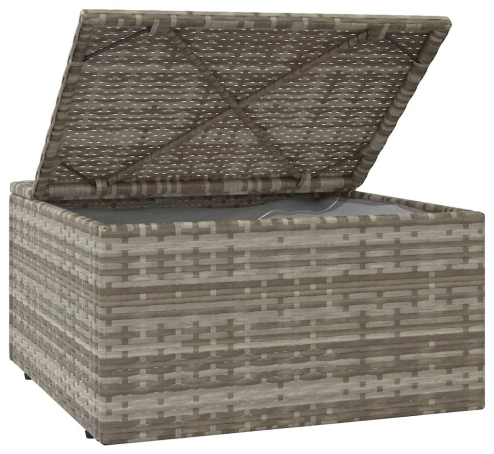 4 pcs conjunto lounge de jardim c/ almofadões vime PE cinzento