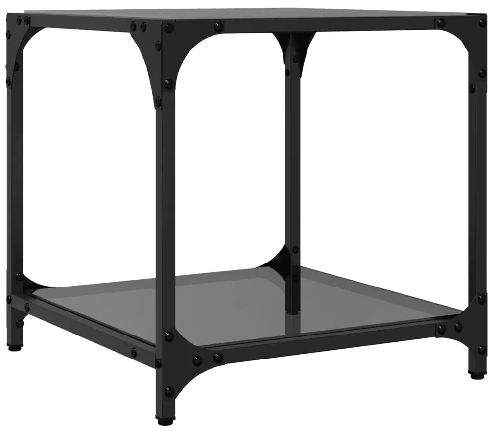 Mesa de centro com topo em vidro preto 40x40x40 cm aço