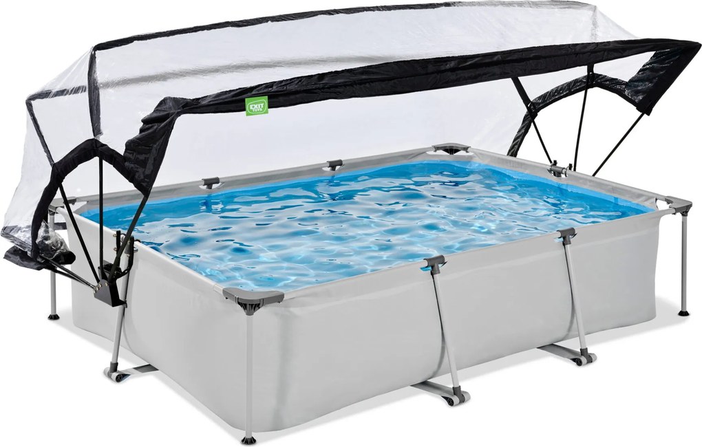 Piscina retangular Soft Grey 300 x 200 x 65 cm com bomba de filtragem e cobertura - cinzenta