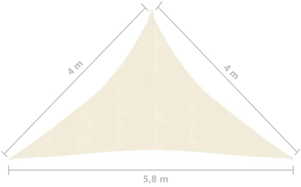 Para-sol estilo vela 160 g/m² 4x4x5,8 m PEAD cor creme