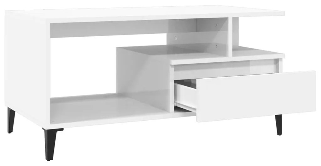 Mesa centro 90x49x45 cm derivados de madeira branco brilhante