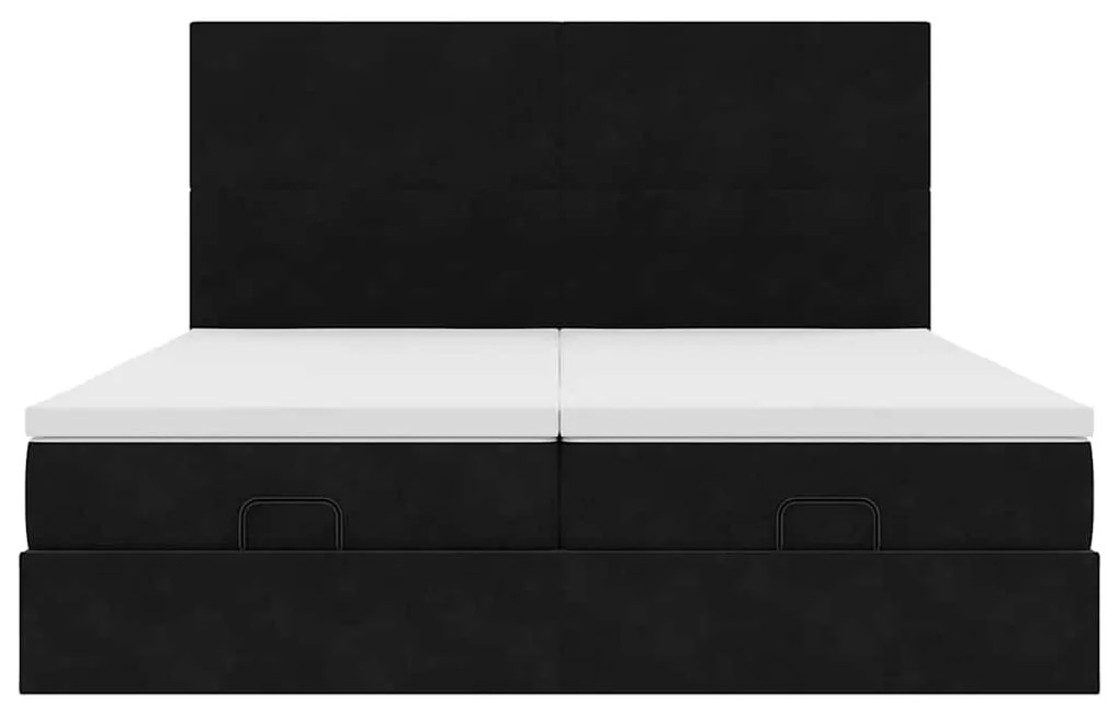 Estrutura de cama otomana com colchões 160x200 cm veludo preto
