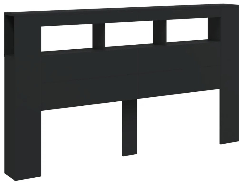 Cabeceira cama c/ LEDs 180x18,5x103,5 cm deriv. madeira preto