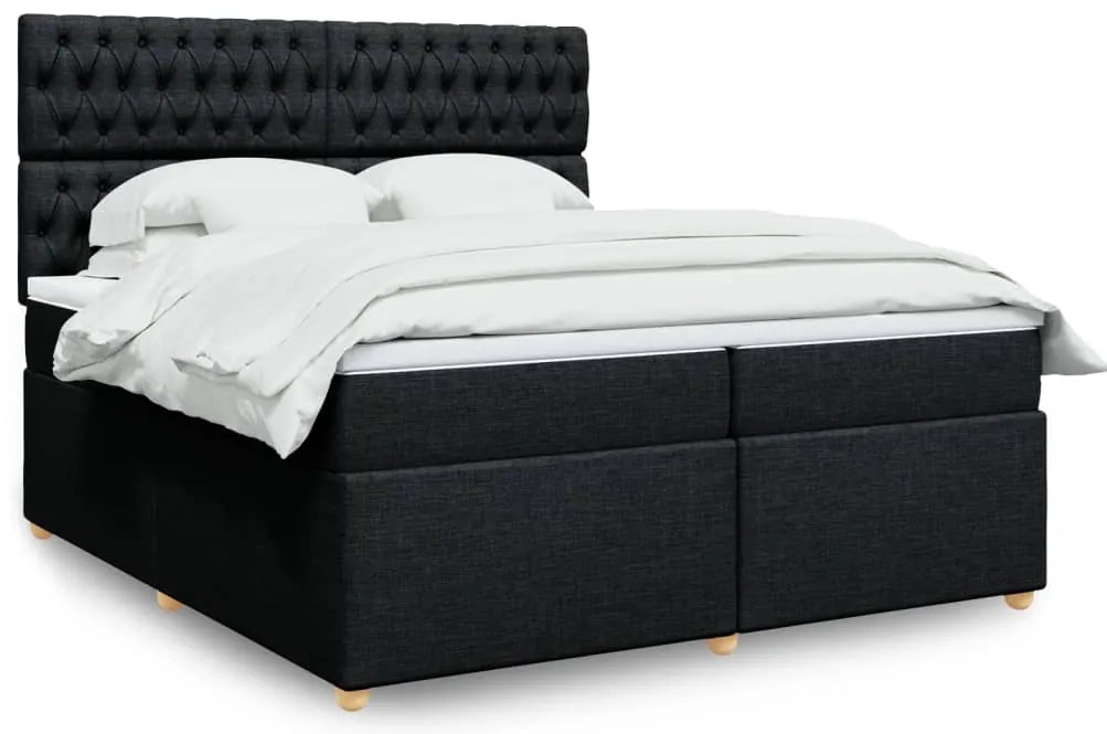 Cama com molas/colchão 200x200 cm tecido preto