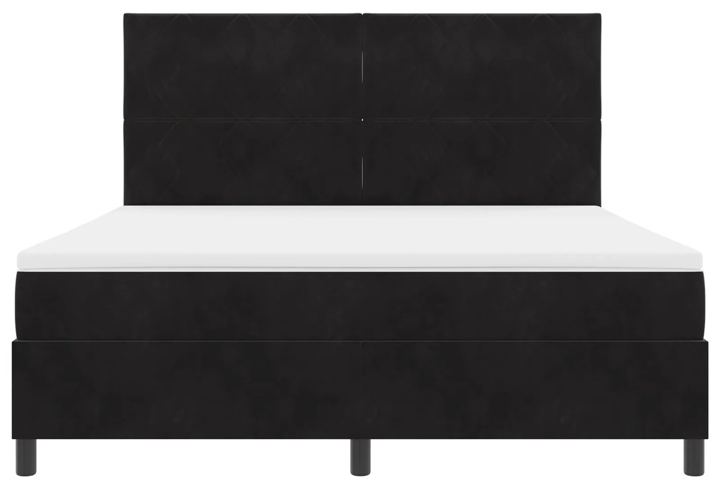 Cama Box Spring com Colchão Preta Super King Veludo