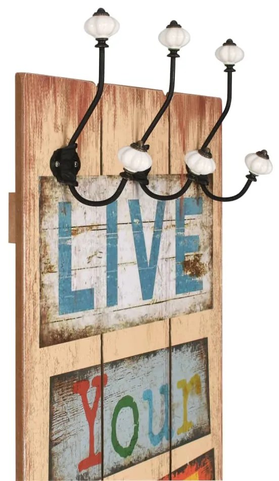 Bengaleiro de parede com 6 ganchos 120x40 cm LIVE LIFE