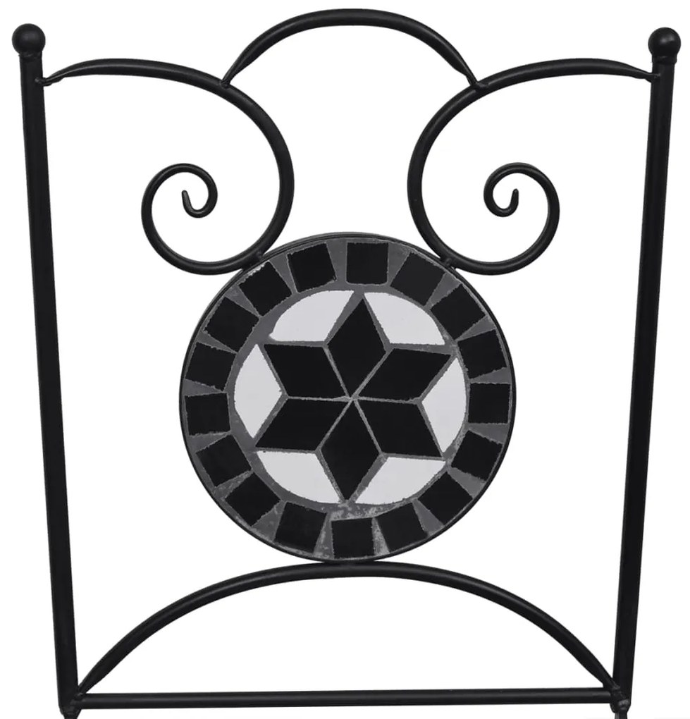 Conjunto bistrô azulejos de cerâmica 3 pcs preto e branco