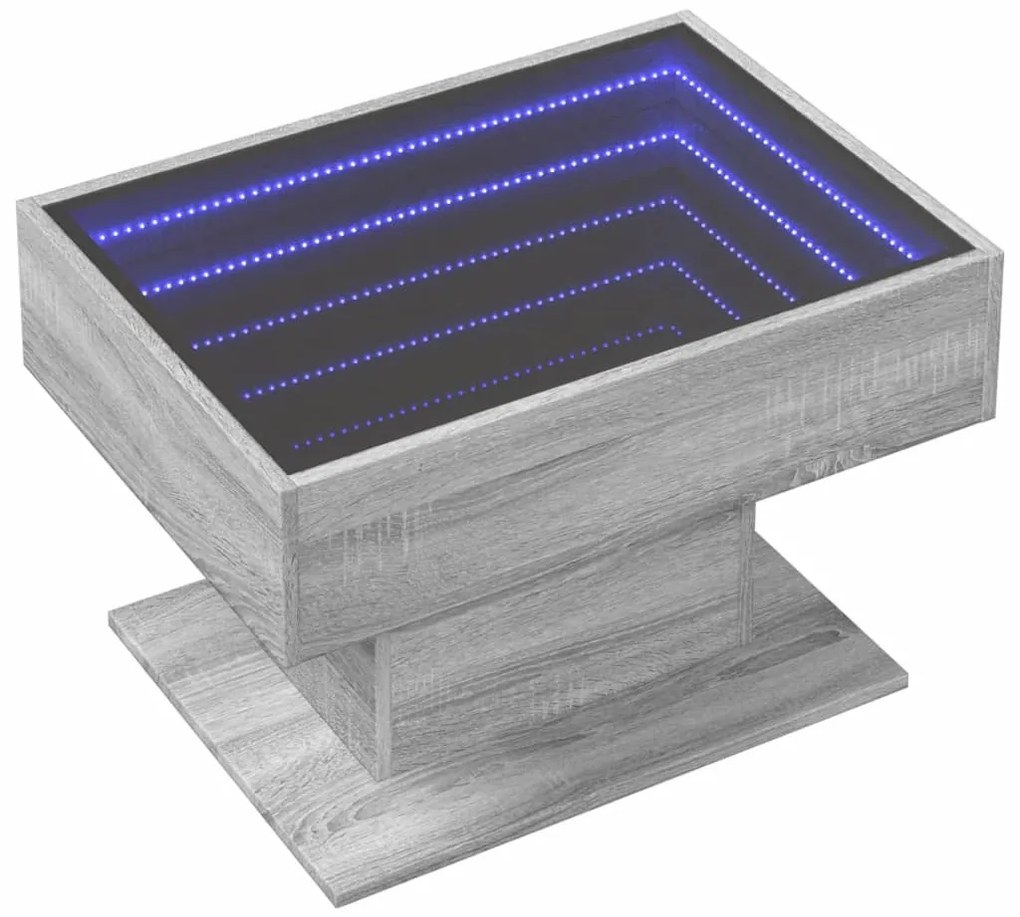 Mesa de centro c/ LEDs 70x50x45 cm derivados de madeira