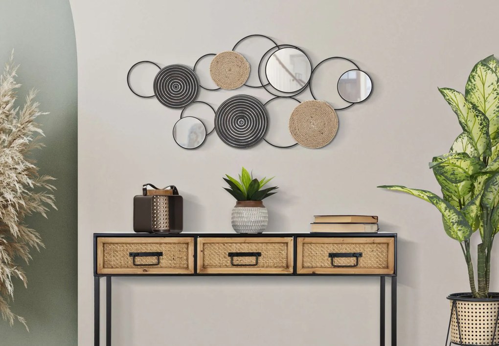 PAINEL DE PAREDE DE FERRO TRIBY CM 106,5X4,5X52 PRETO E CASTANHO