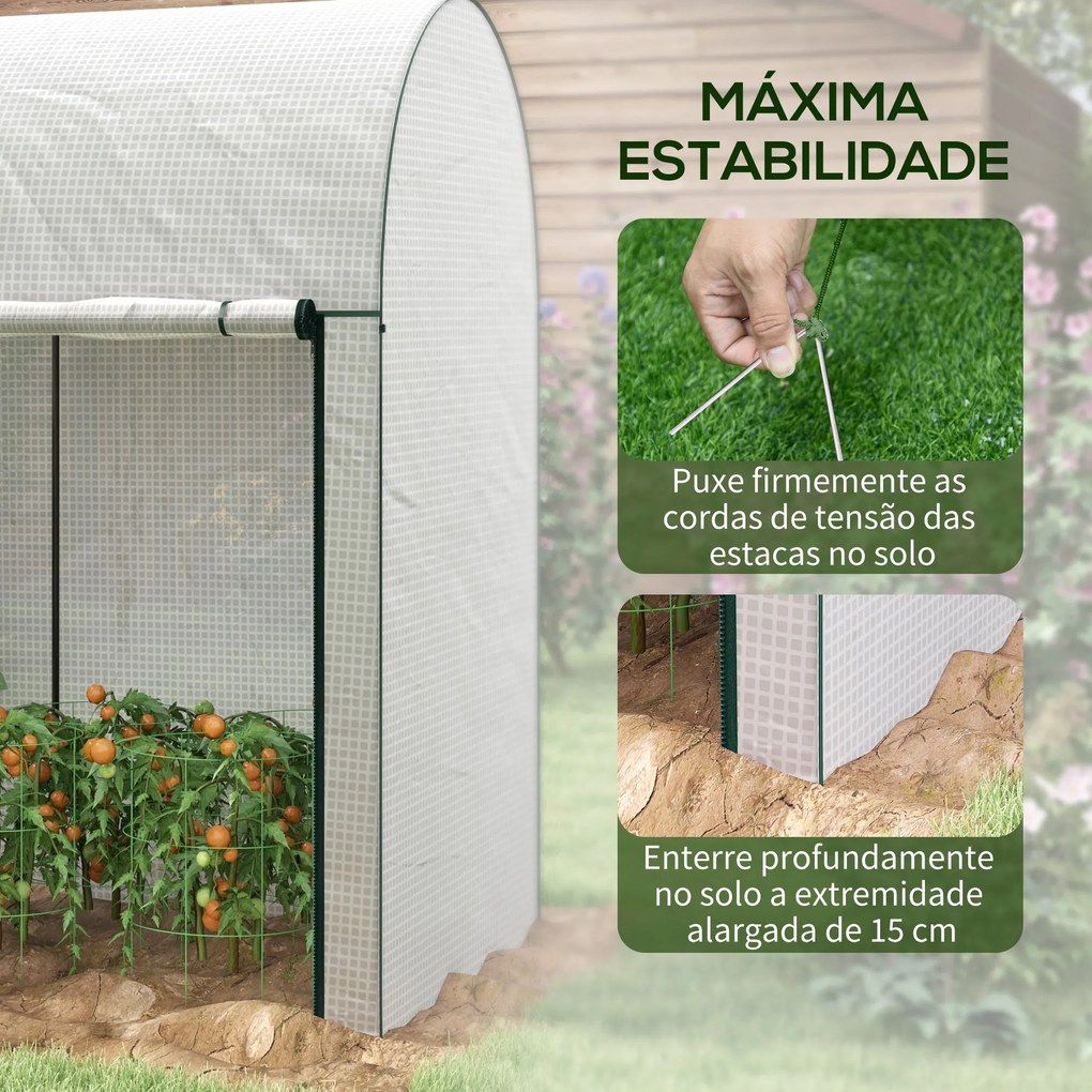Estufa de Jardim em Aço e PE – 200x100x178 cm | Com Porta Dupla e Cobe