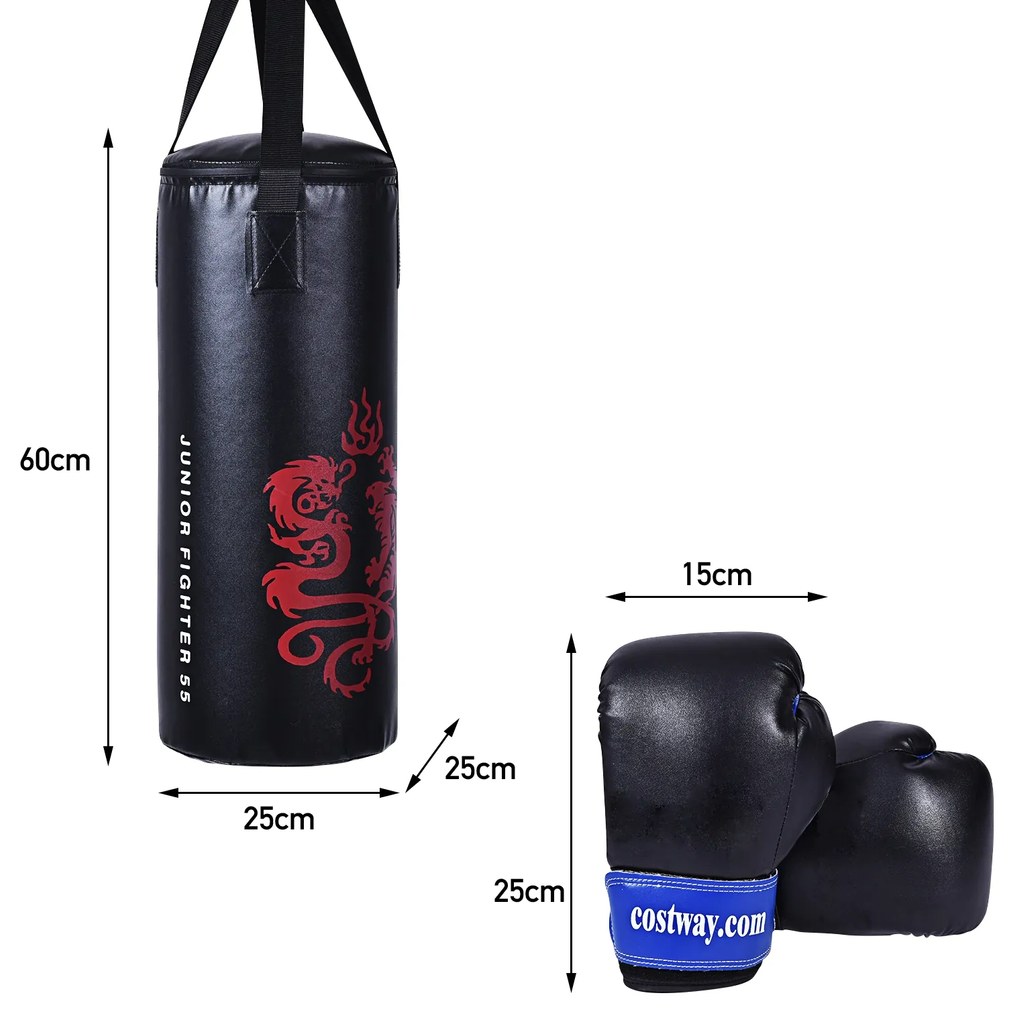 Conjunto de Boxe Infantil com saco de areia durável para treino de força e condicionamento físico 60 x 25 x 25 cm