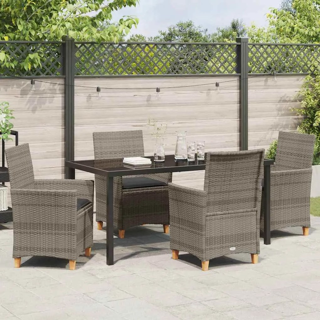 Conjunto de Jantar de Jardim com 5 Peças e Almofadas - Cinza - Polyrat