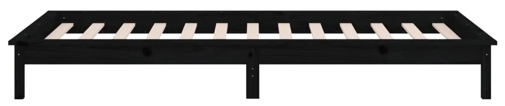 Estrutura de cama c/ LED solteiro 90x190cm madeira maciça preto