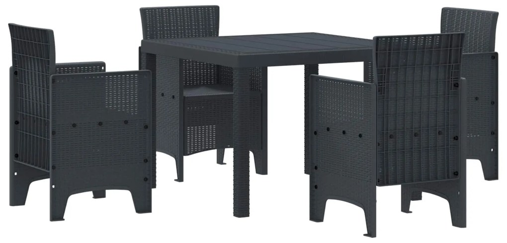 vidaXL Conjunto de Jantar para Jardim 5 pcs Antracite Polipropileno