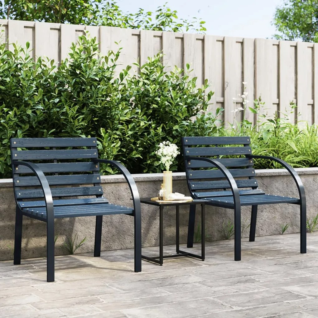 vidaXL Cadeiras de jardim 2 pcs madeira cinzento