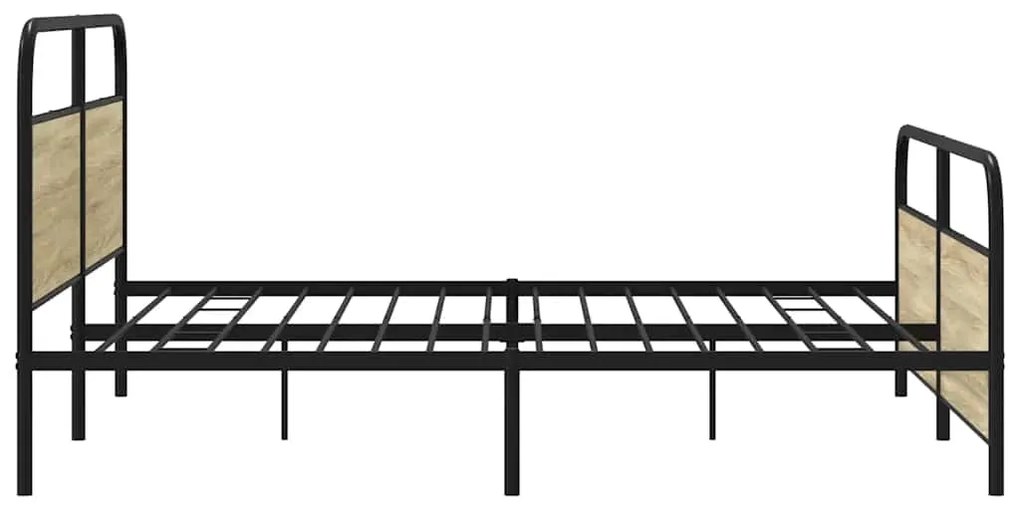 Estrutura de cama sem colchão 200x200cm metal carvalho sonoma