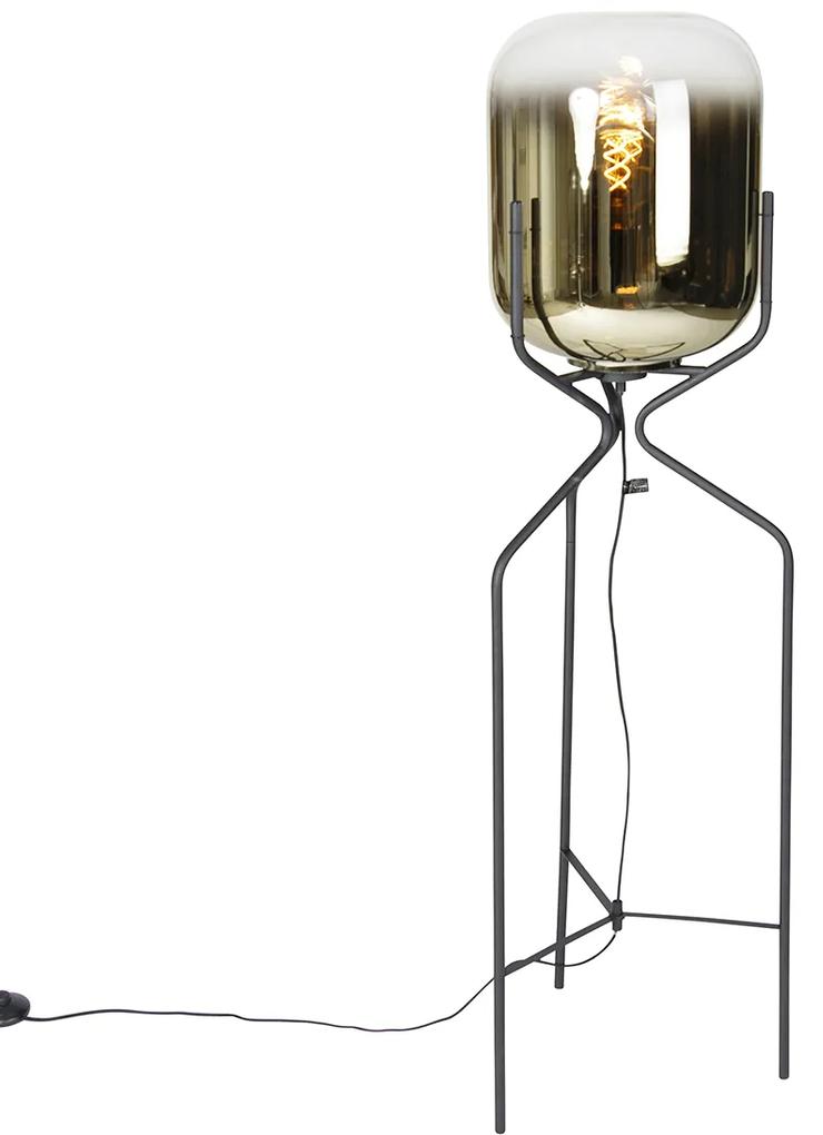 Candeeiro de pé design preto com vidro dourado - Bliss Design