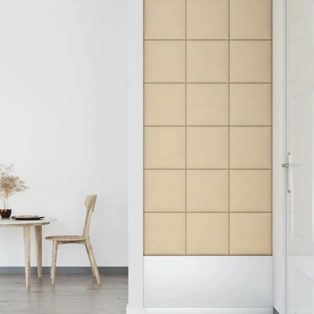 Painel de parede 12 pcs 30x30 cm tecido 1,08 m² cor creme
