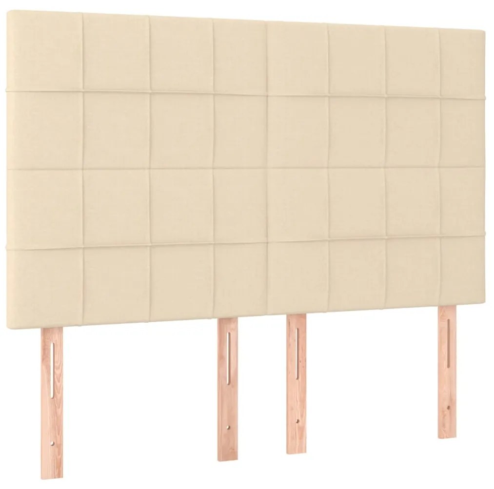 Cama box spring c/ colchão e LED 140x200 cm tecido cor creme