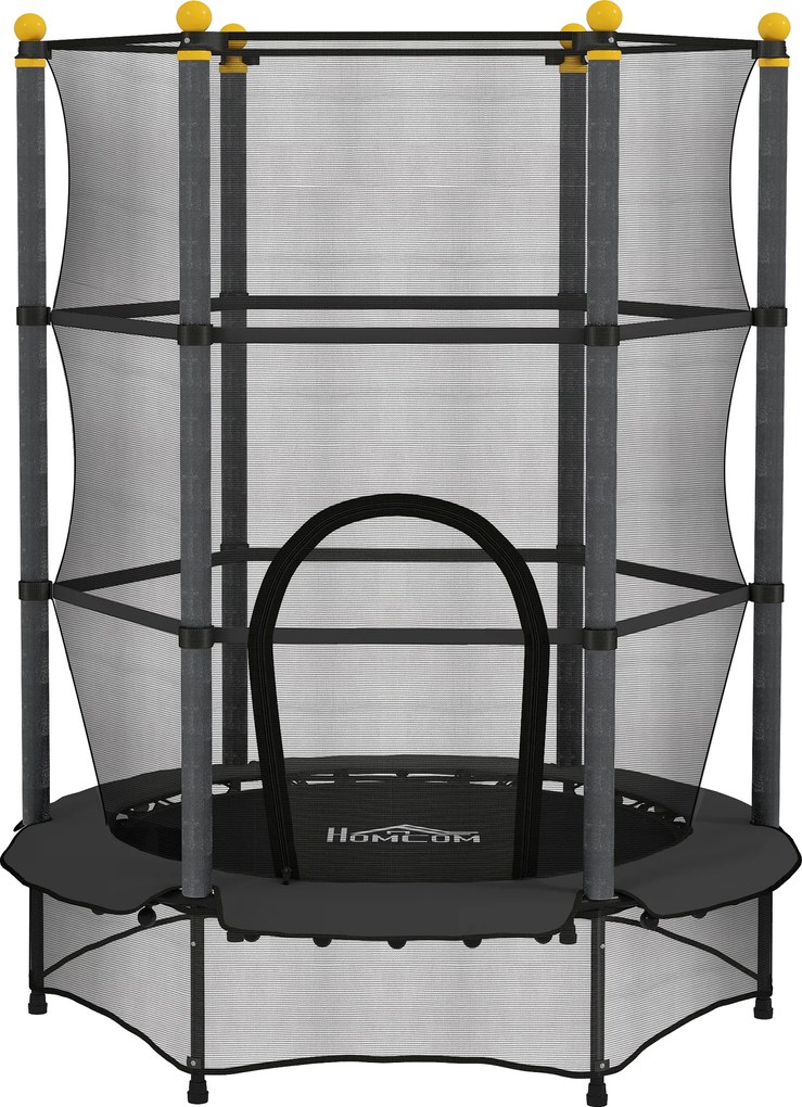 HOMCOM Trampolim para Crianças com Rede de Segurança e Estrutura de Aço para Interiores e Exteriores Carga 50kg Ø140x190 cm Preto | Aosom Portugal