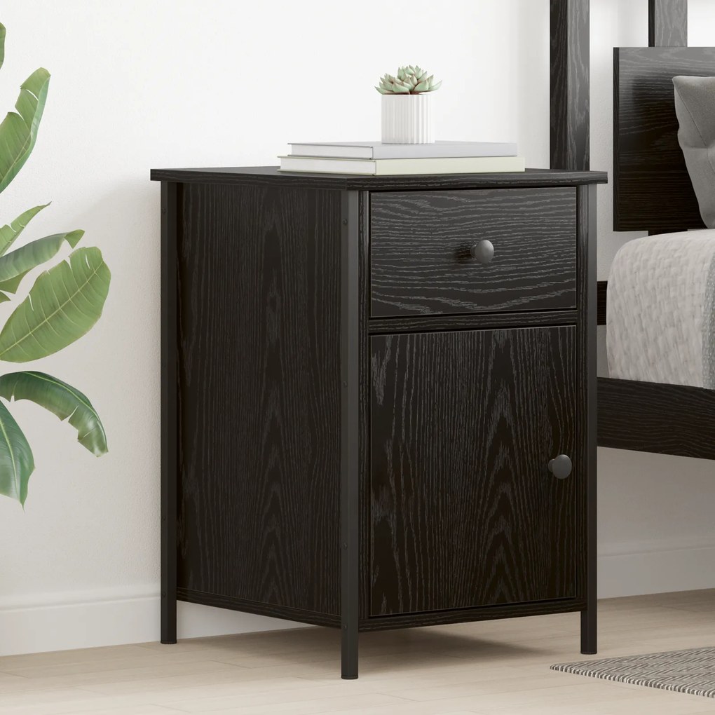 Gabinetes de Cabeceira 2 pcs Carvalho Preto 40x42x60 cm Madeira engenh