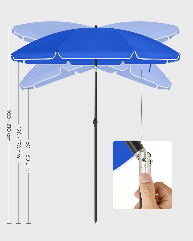 Guarda-sol jardim, praia Ø 160 cm com saco transporte Azul