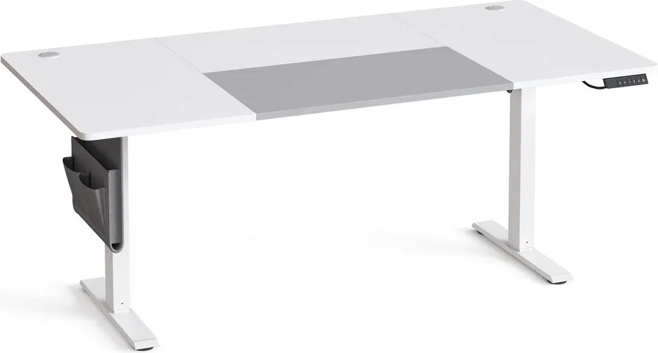 Secretária elétrica ajustável em altura,180 x 80 x (72-120) cm, com função de memória branco-cinzento