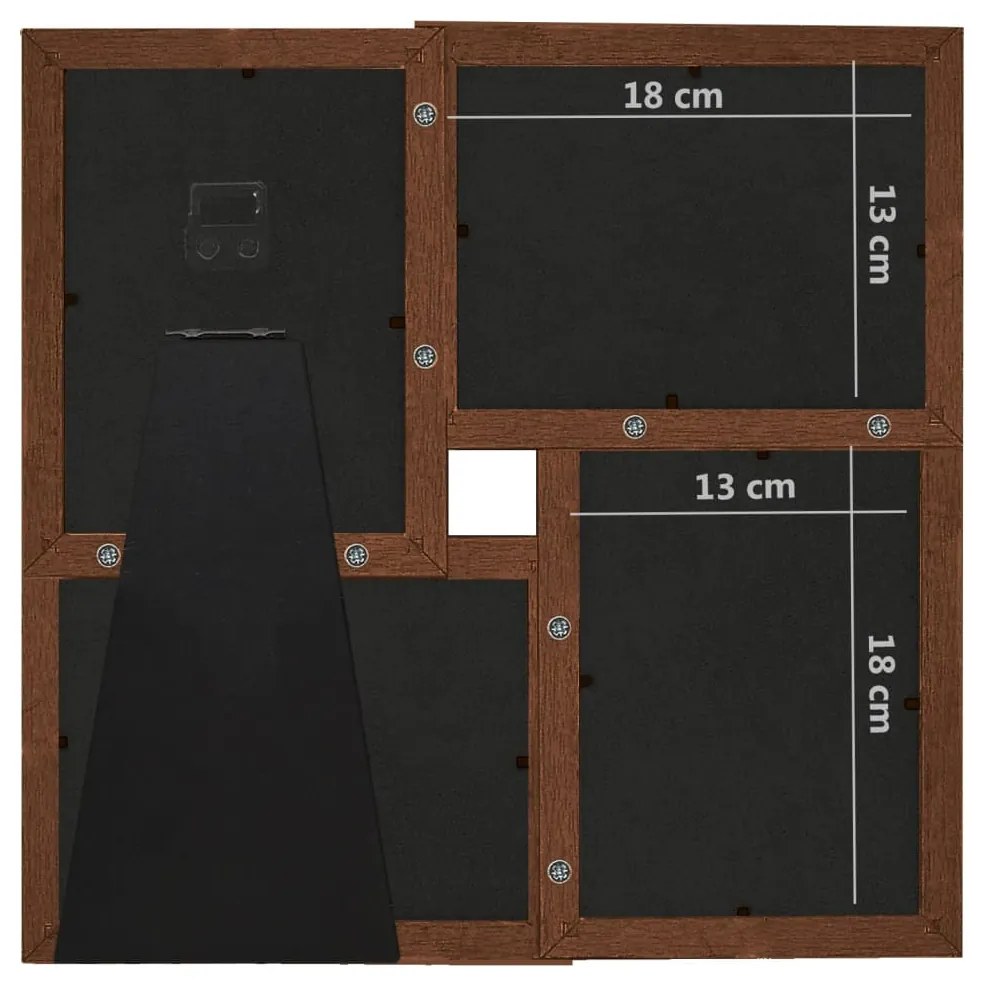 Moldura para 4x(13x18 cm) fotografias MDF castanho-escuro