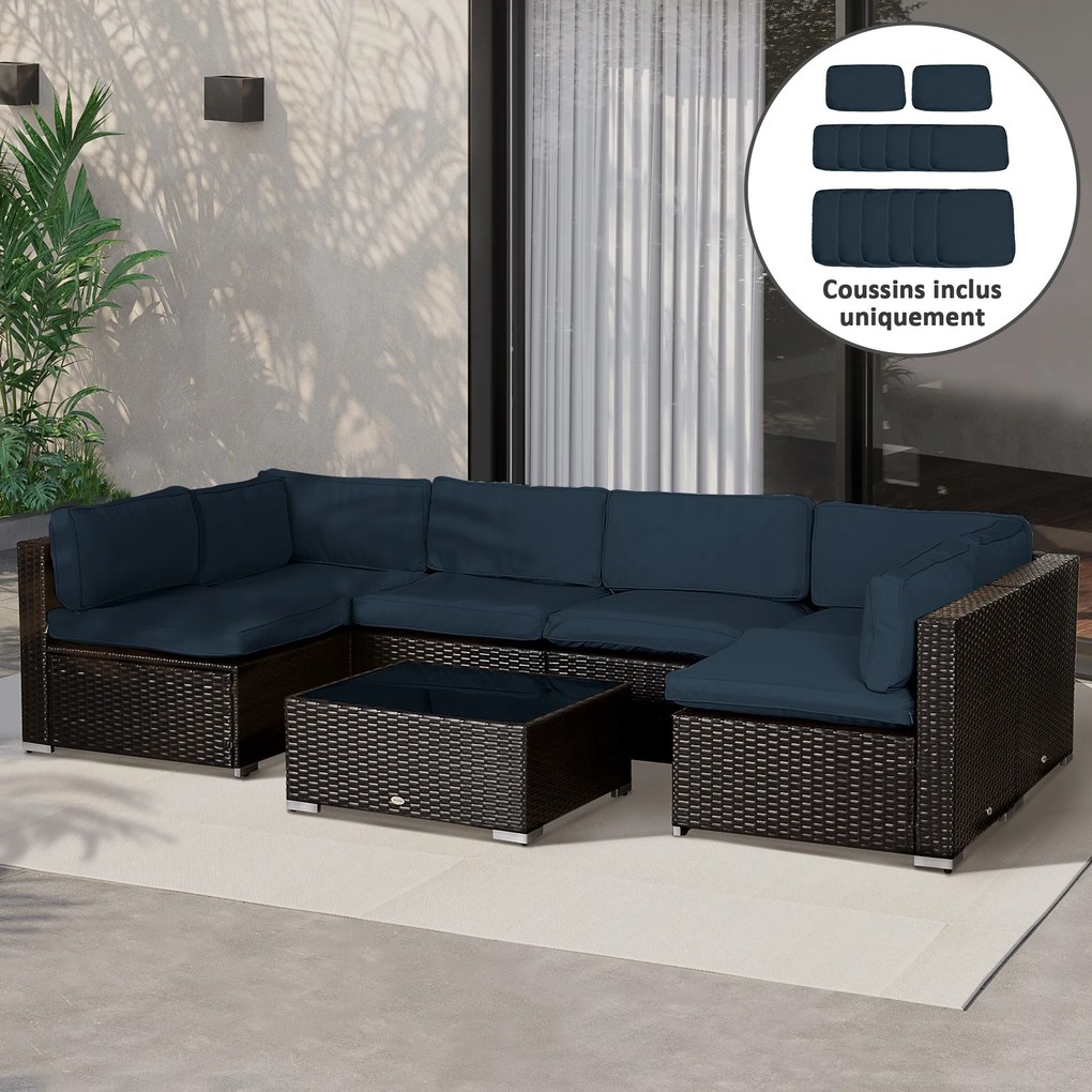 Conjunto de 14 capas de substituição para almofadas de mobiliário de jardim - 6 capas para almofadas de assento, 8 capas para almofadas de encosto azu