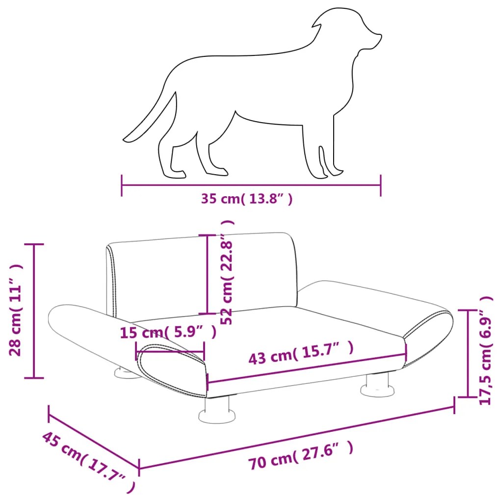 Cama para cães 70x45x28 cm tecido castanho