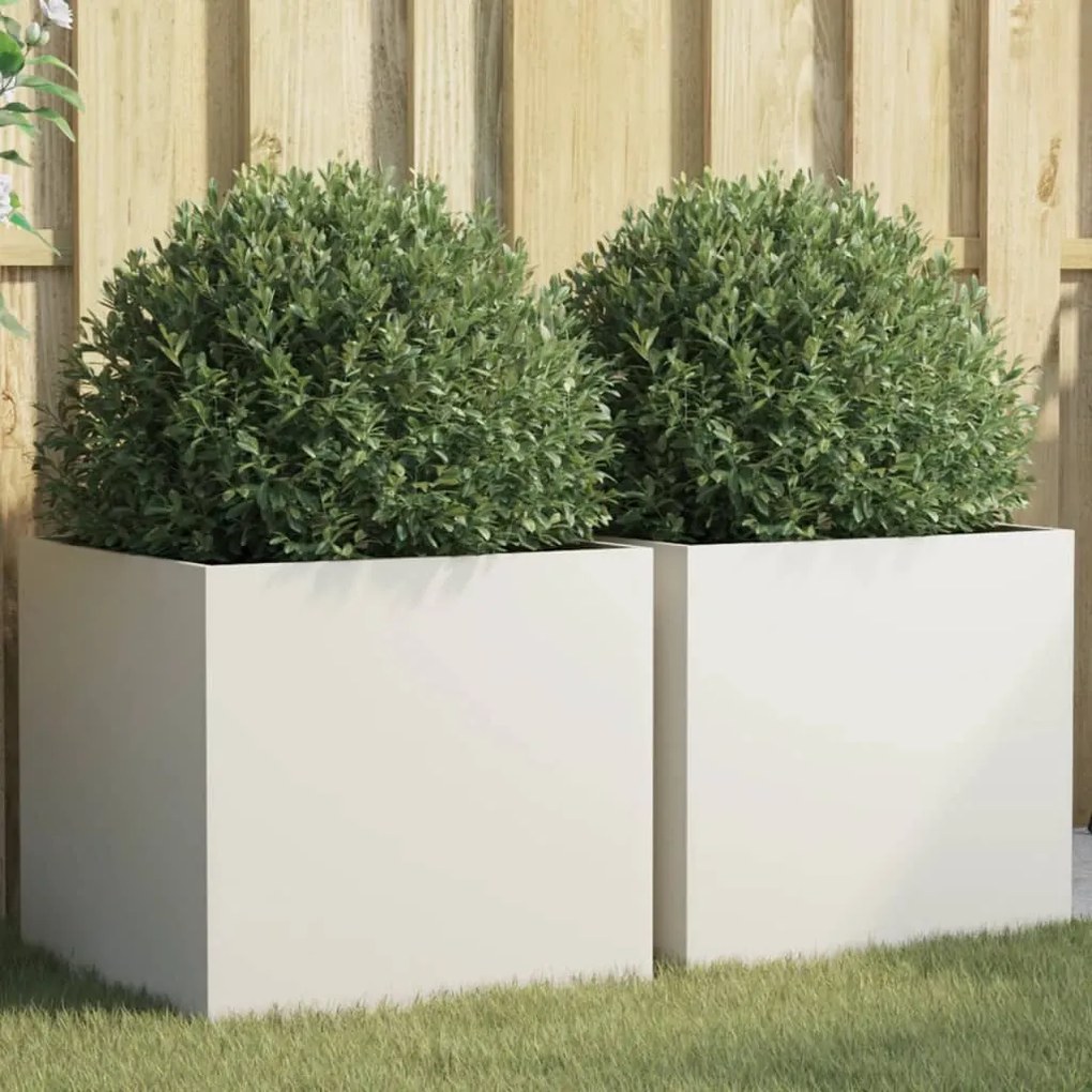 vidaXL Vasos/floreiras 2 pcs 49x47x46 cm aço branco