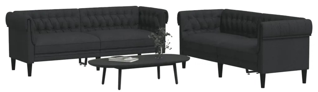 2 pcs conjunto de sofás tecido preto
