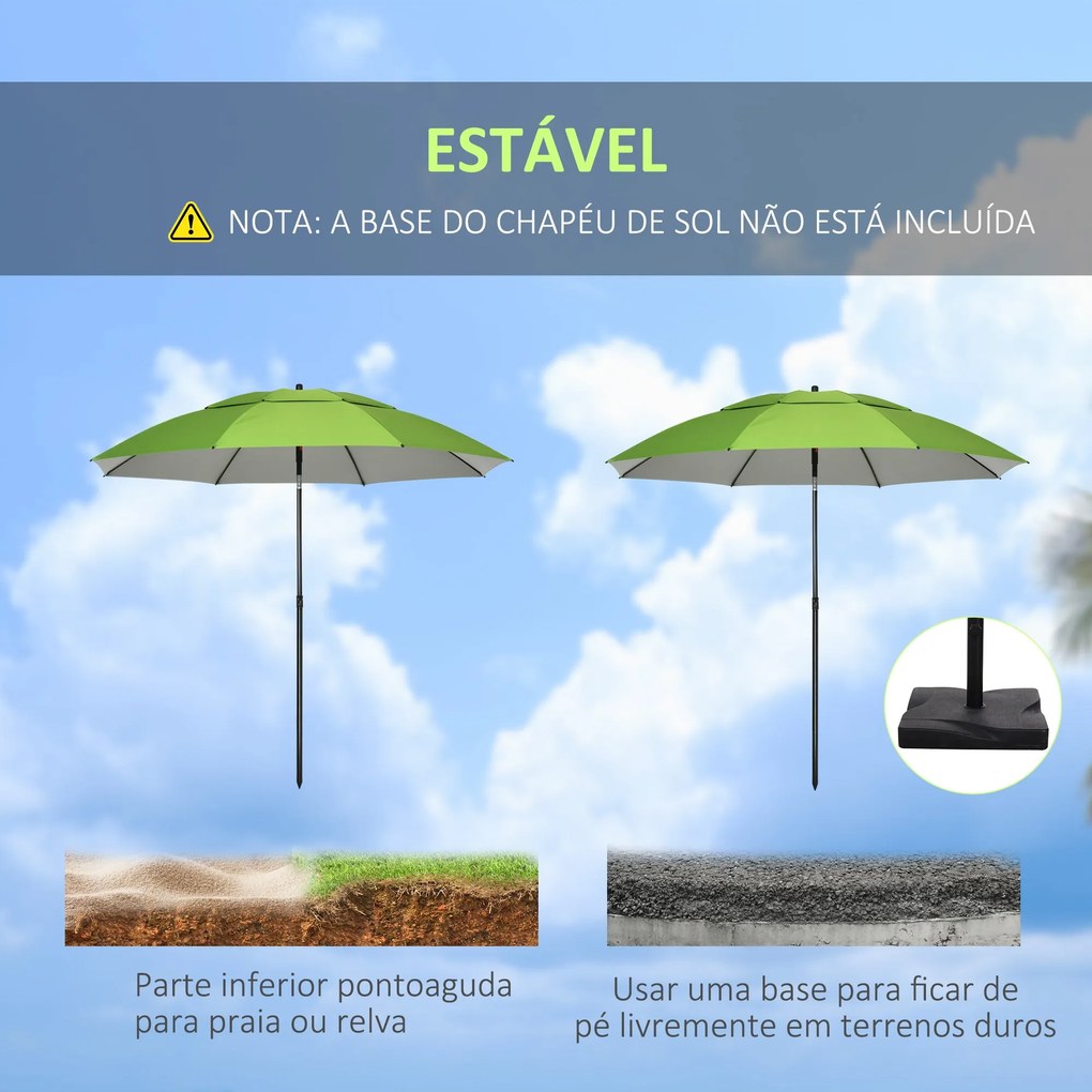 Chapéu de Sol de Praia Ø185x205 cm Chapéu de Sol de Praia com Teto Dup